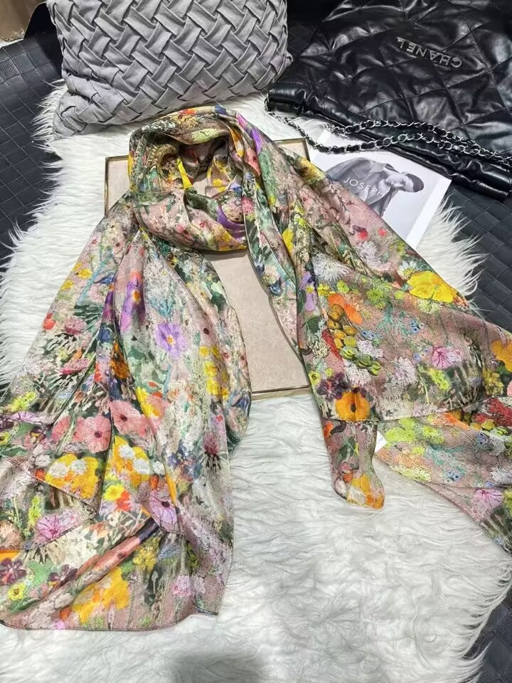 2024 Mulberry Long Silk Scarf 176*110cm