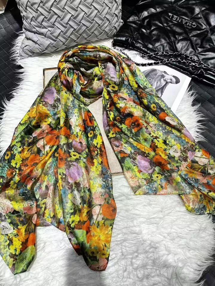 2024 Mulberry Long Silk Scarf 176*110cm
