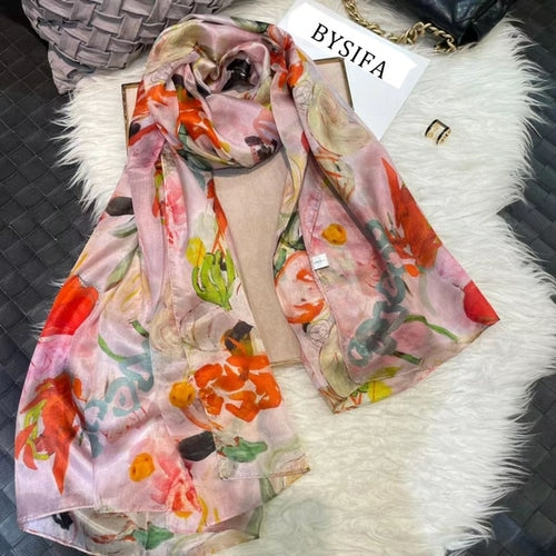 2022 Women's Mulberry Silk Long Scarf 176*110cm
