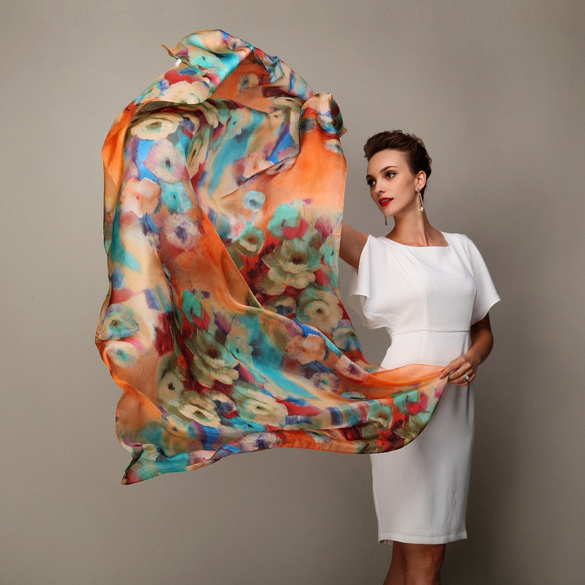 2022 Women's Mulberry Silk Long Scarf 176*110cm