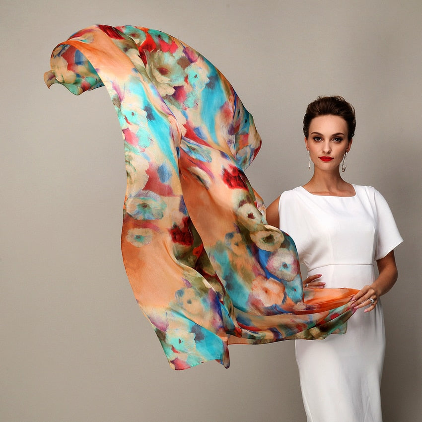 2022 Women's Mulberry Silk Long Scarf 176*110cm