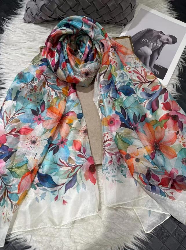 2025 Bysifa women 100% Mulberry Silk Scarf 176*110cm