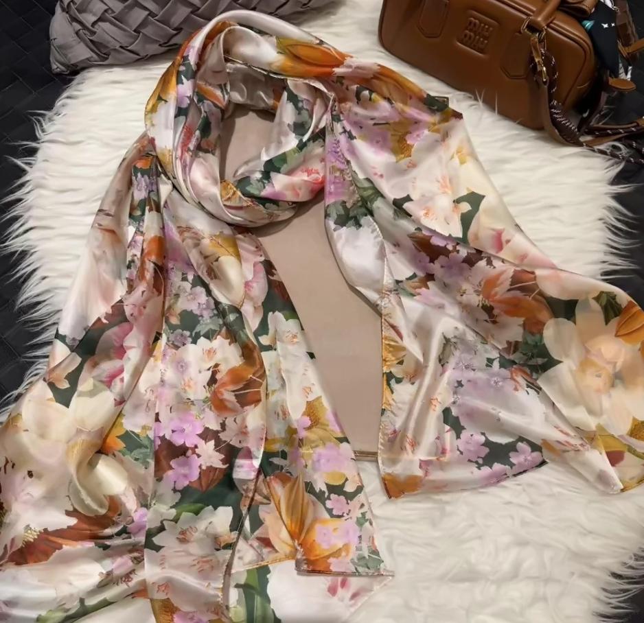 2025 Bysifa women 100% Mulberry Silk Scarf 176*110cm