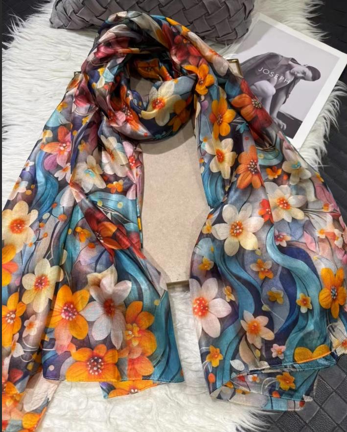 2025 Bysifa women 100% Mulberry Silk Scarf 176*110cm
