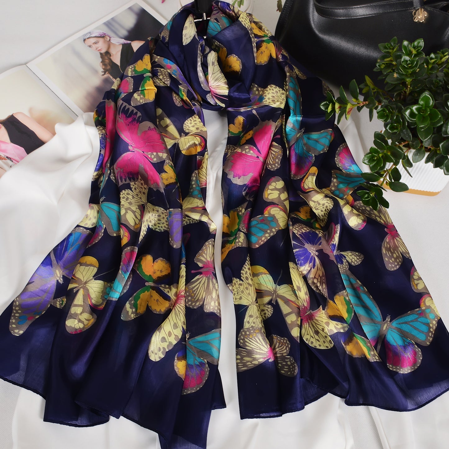 2025 Bysifa women 100% Mulberry Silk Scarf 176*110cm