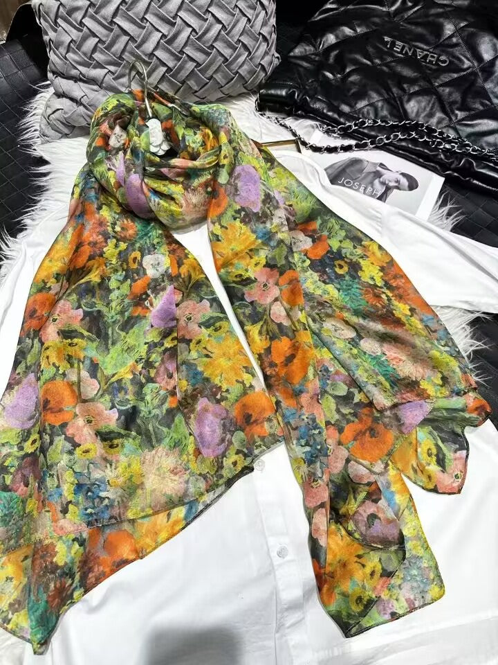 2024 Mulberry Long Silk Scarf 176*110cm