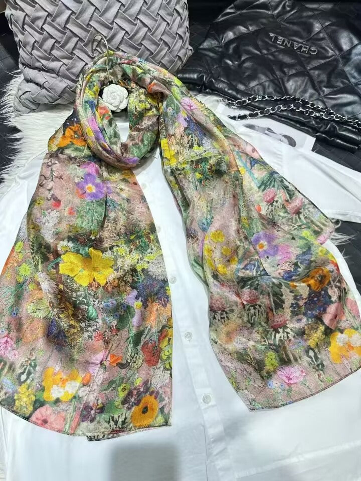 2024 Mulberry Long Silk Scarf 176*110cm