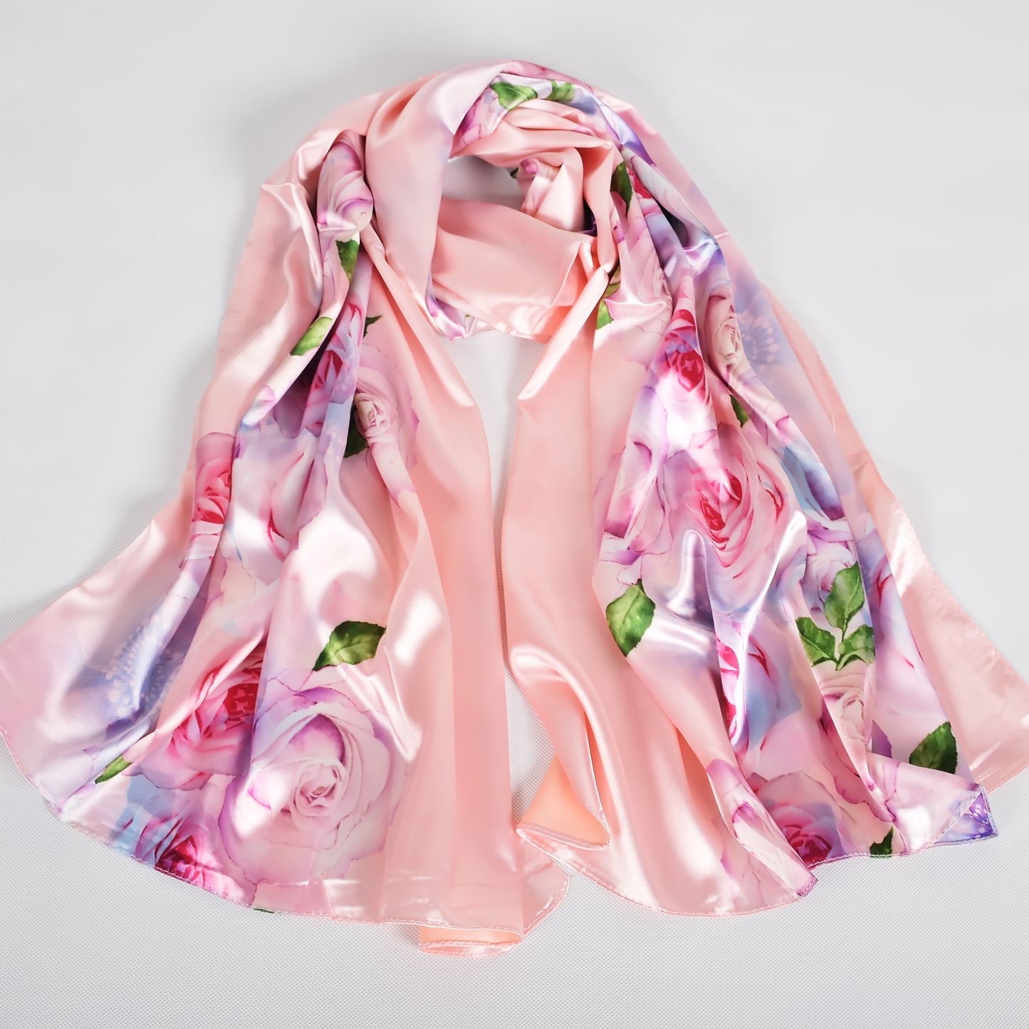 Double Faces Long Scarves Printed Beige Pink Hijabs160*70cm