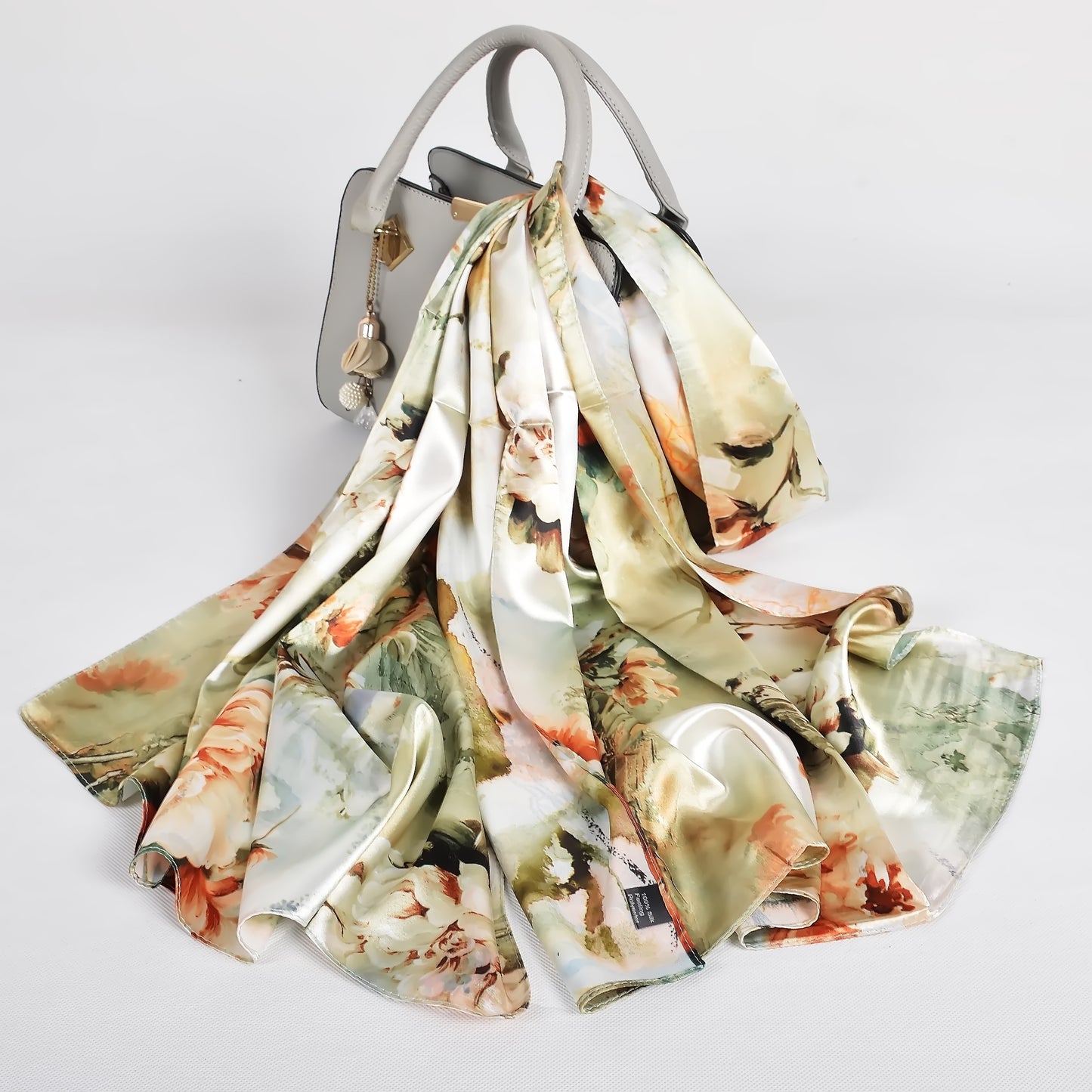 Double Faces Long Scarves Printed Beige Pink Hijabs160*70cm