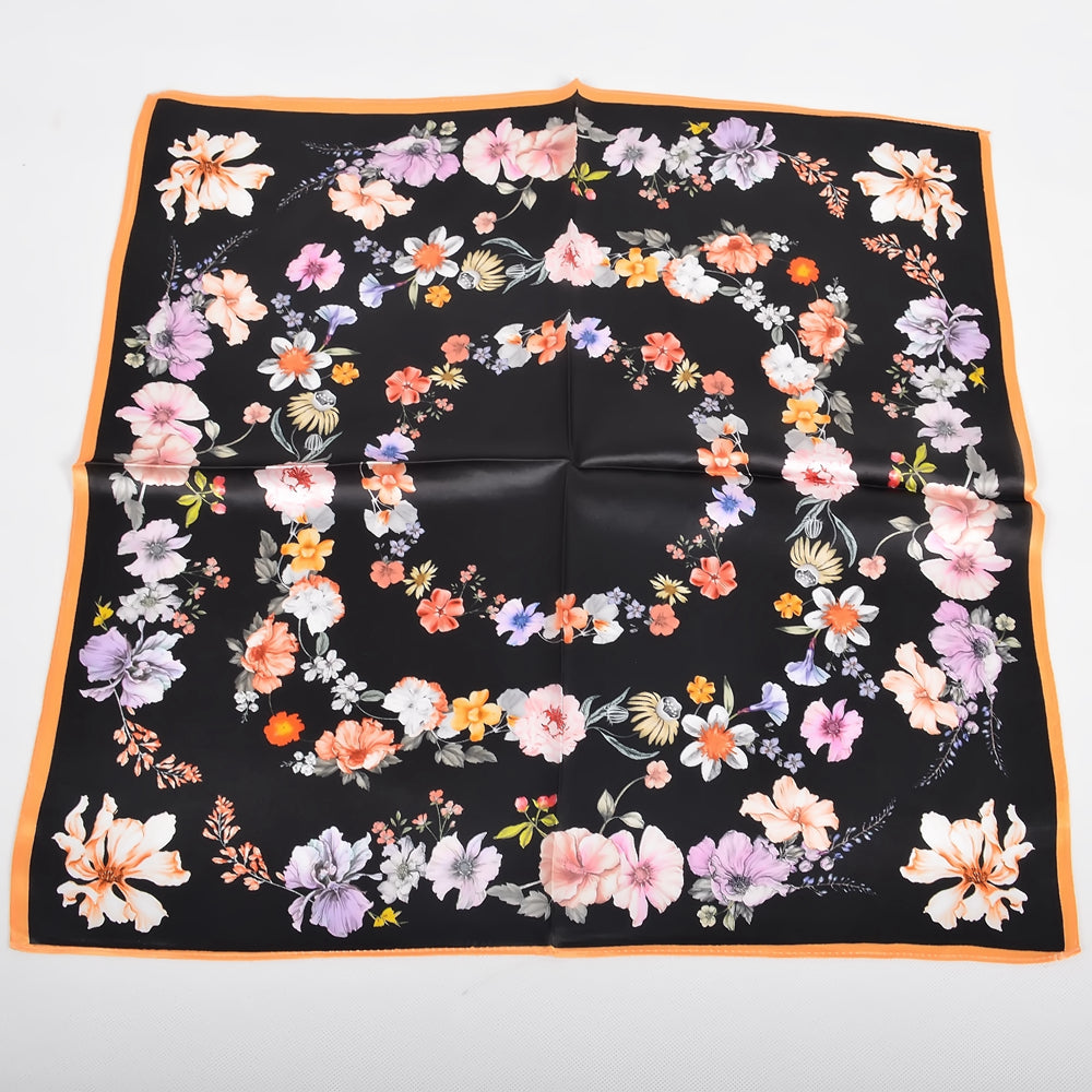 BLACK 100% Pure Silk Square Scarf 53*53cm