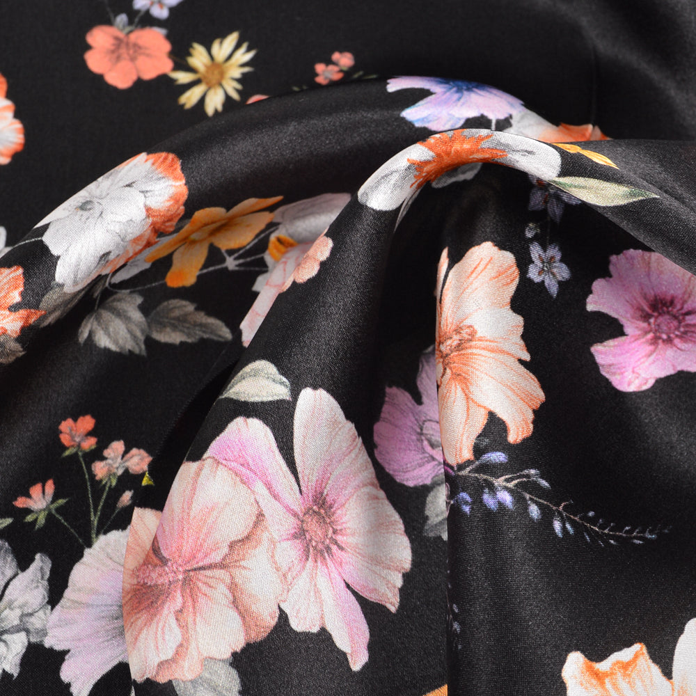 BLACK 100% Pure Silk Square Scarf 53*53cm