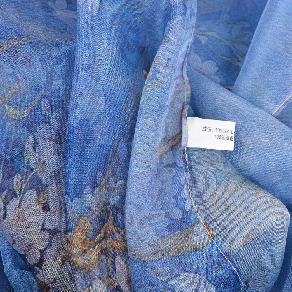 Light blue 100% Mulberry Silk Chiffon Scarf 180*110cm