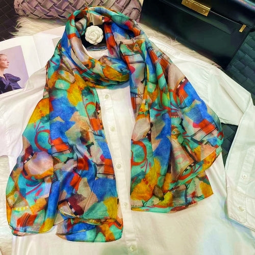 2023 Light Green Mulberry Silk Scarf 176*110cm