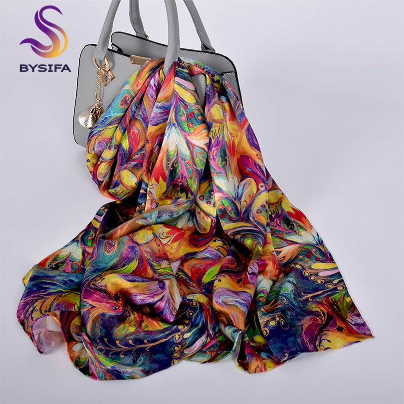 2024BH Women's 100% silk long scarf 175*52cm