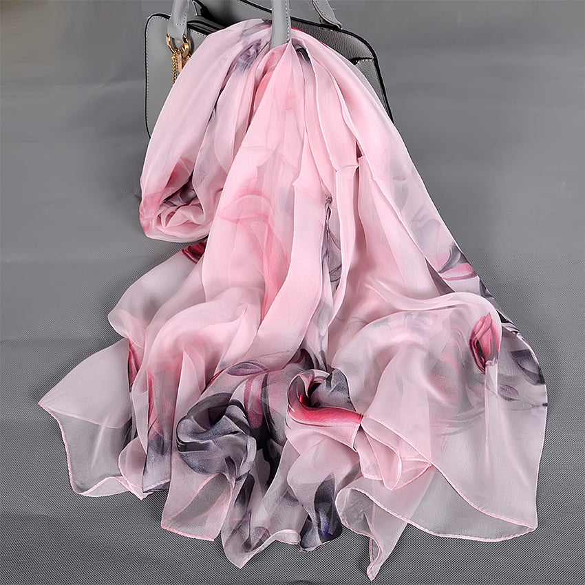 BYSIFA Red 100% Mulberry Silk Chiffon Scarf 180*110cm