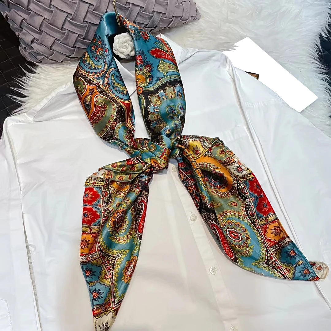 BYSIFA Blue Red 100% Natural Silk Scarf 106*106cm