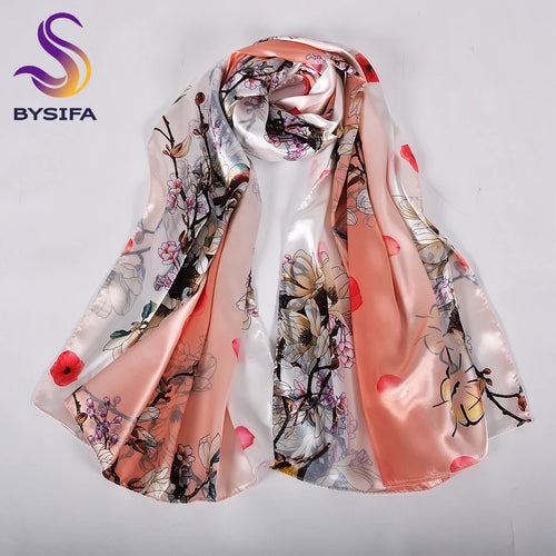 Double Faces Long Scarves Printed Beige Pink Hijabs160*70cm