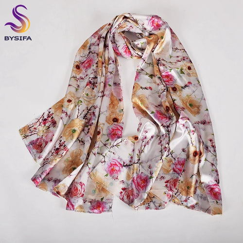 Double Faces Long Scarves Printed Beige Pink Hijabs160*70cm