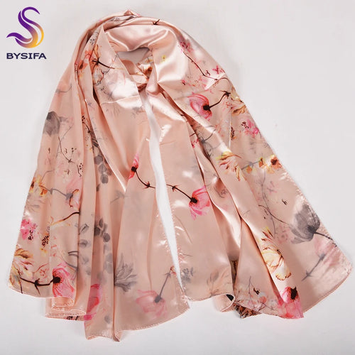 Double Faces Long Scarves Printed Beige Pink Hijabs160*70cm