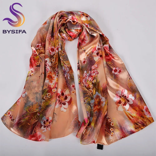 Double Faces Long Scarves Printed Beige Pink Hijabs160*70cm