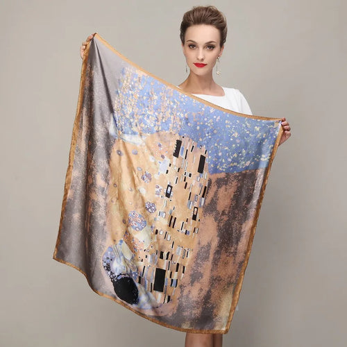 90*90cm Khaki 100% Natural Silk Scarf 90SY