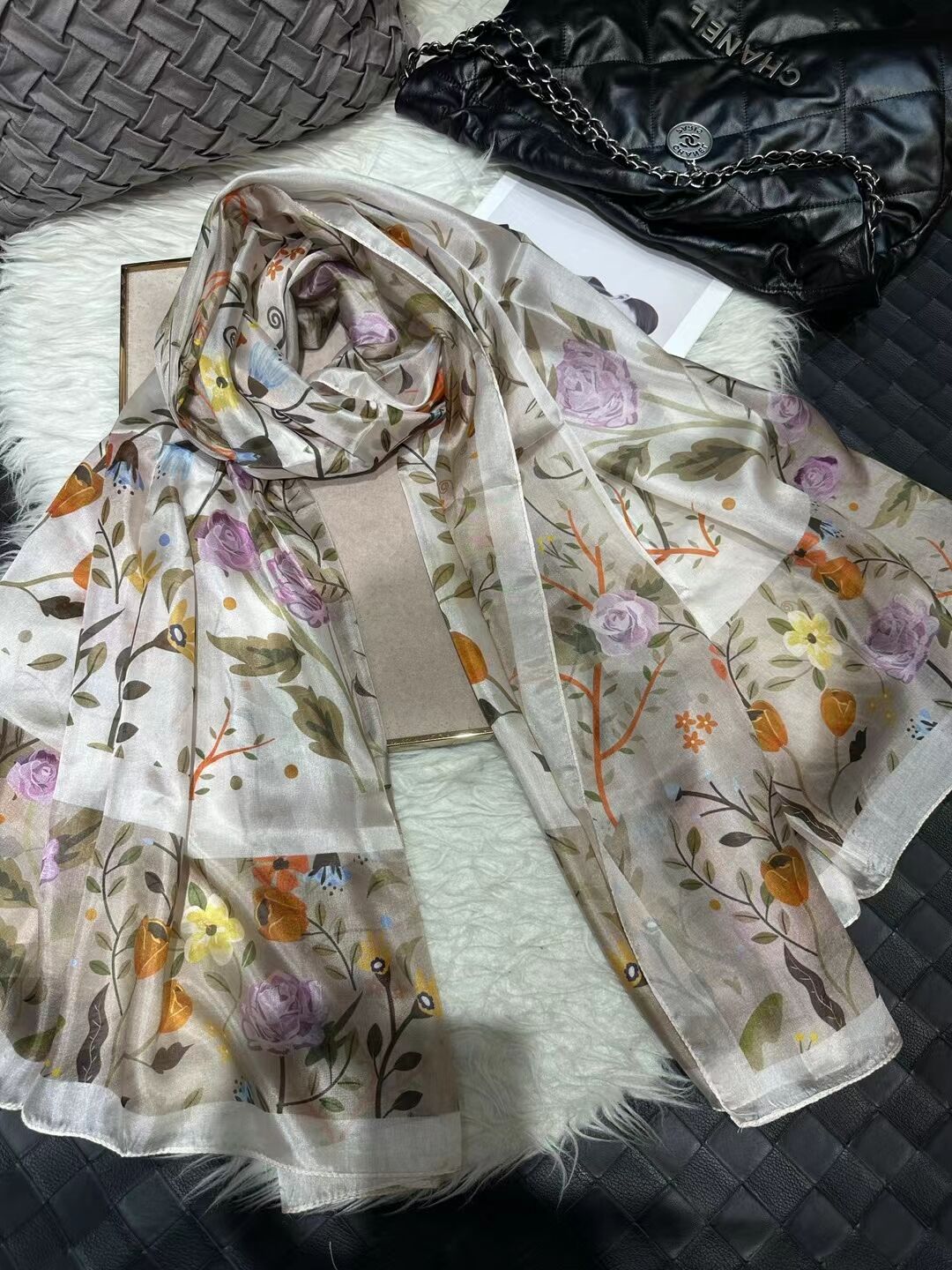 2024 Mulberry Long Silk Scarf 176*110cm