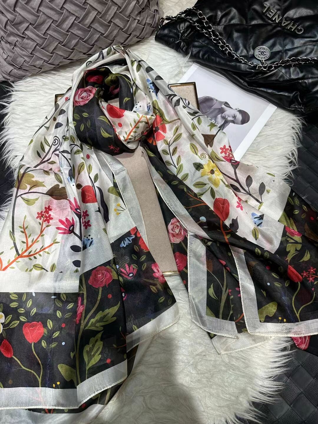 2024 Mulberry Long Silk Scarf 176*110cm
