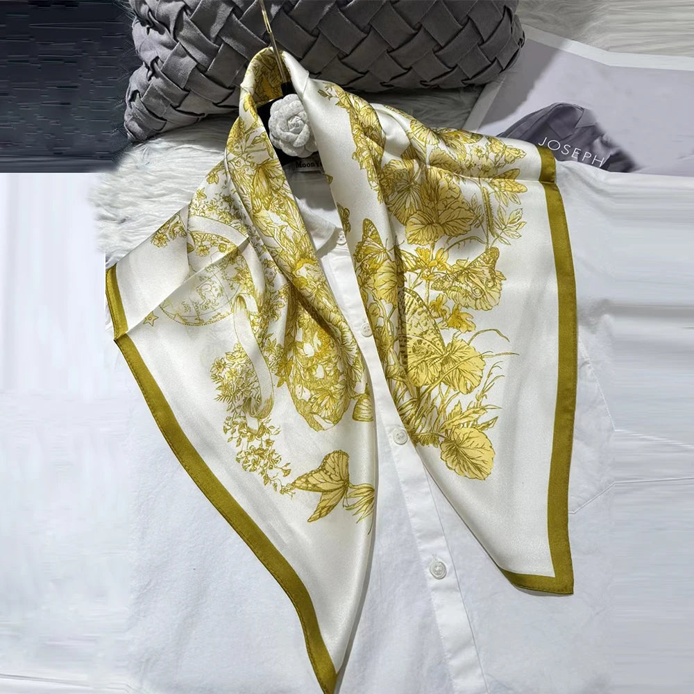 New Gold 100% Silk Scarf 65*65cm