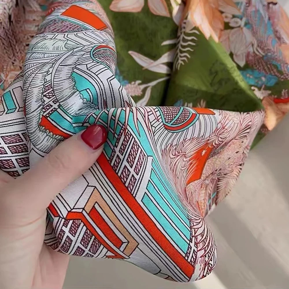 Green Mulberry Silk square Scarf 106*106cm