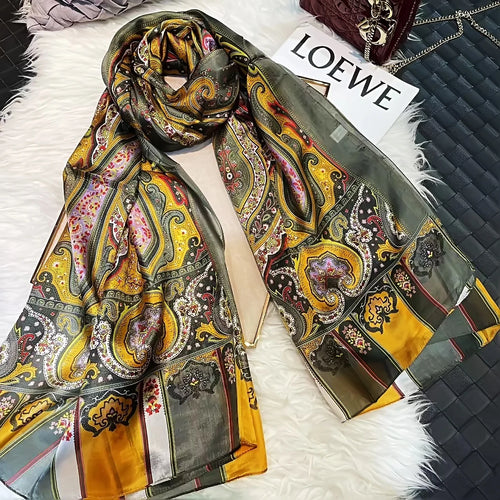 2023 Light Green Mulberry Silk Scarf 176*110cm