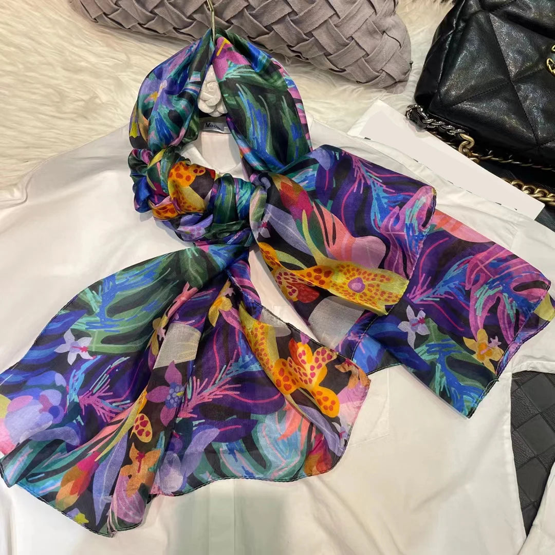 2024 Mulberry Long Silk Scarf 176*110cm
