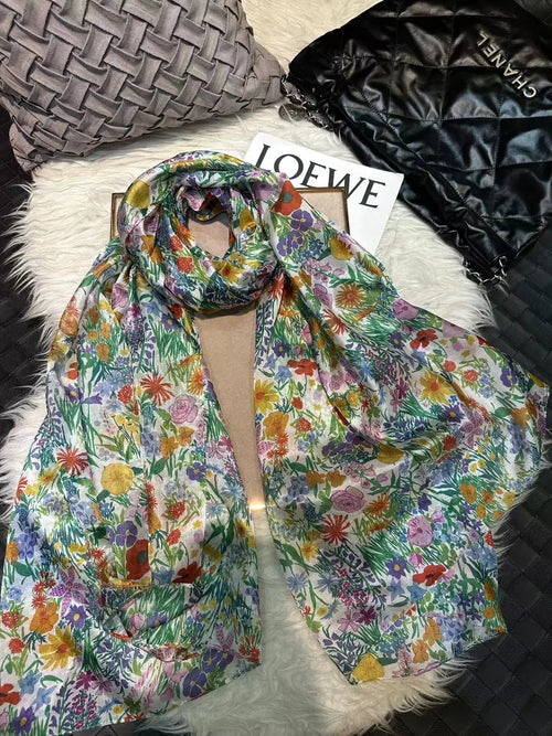 2023 Light Green Mulberry Silk Scarf 176*110cm