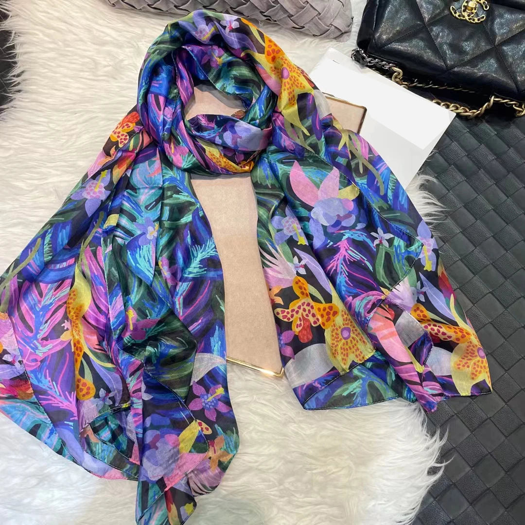 2024 Mulberry Long Silk Scarf 176*110cm