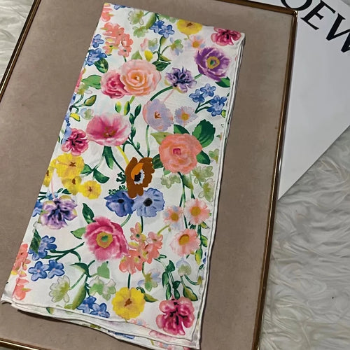 White 100% Silk Twill Scarf 70cm