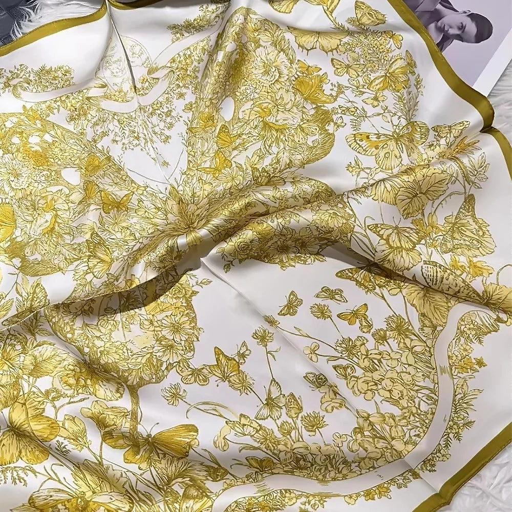New Gold 100% Silk Scarf 65*65cm
