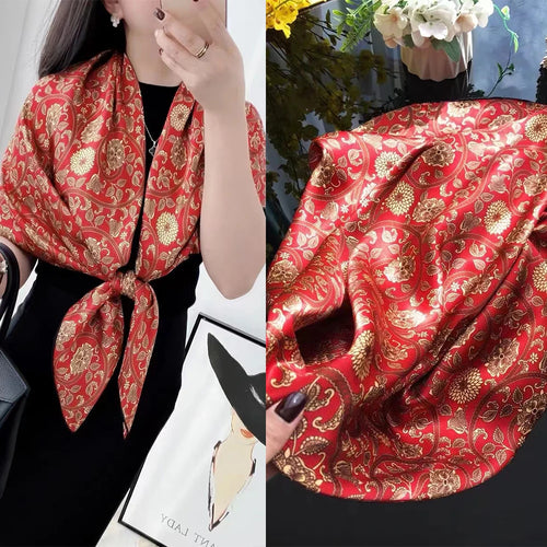 Wine red women's 100% Mulberry Silk Scarf 106*106cm