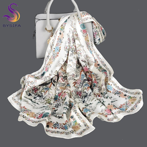 Black white 100% Mulberry Silk Scarf 170*53cm