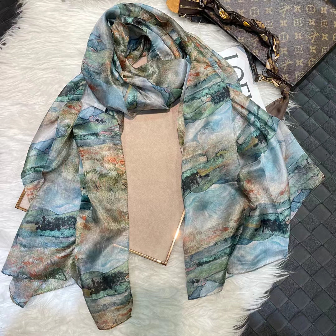 Bysifa Light Blue 100% Mulberry Silk Scarf 176*110cm