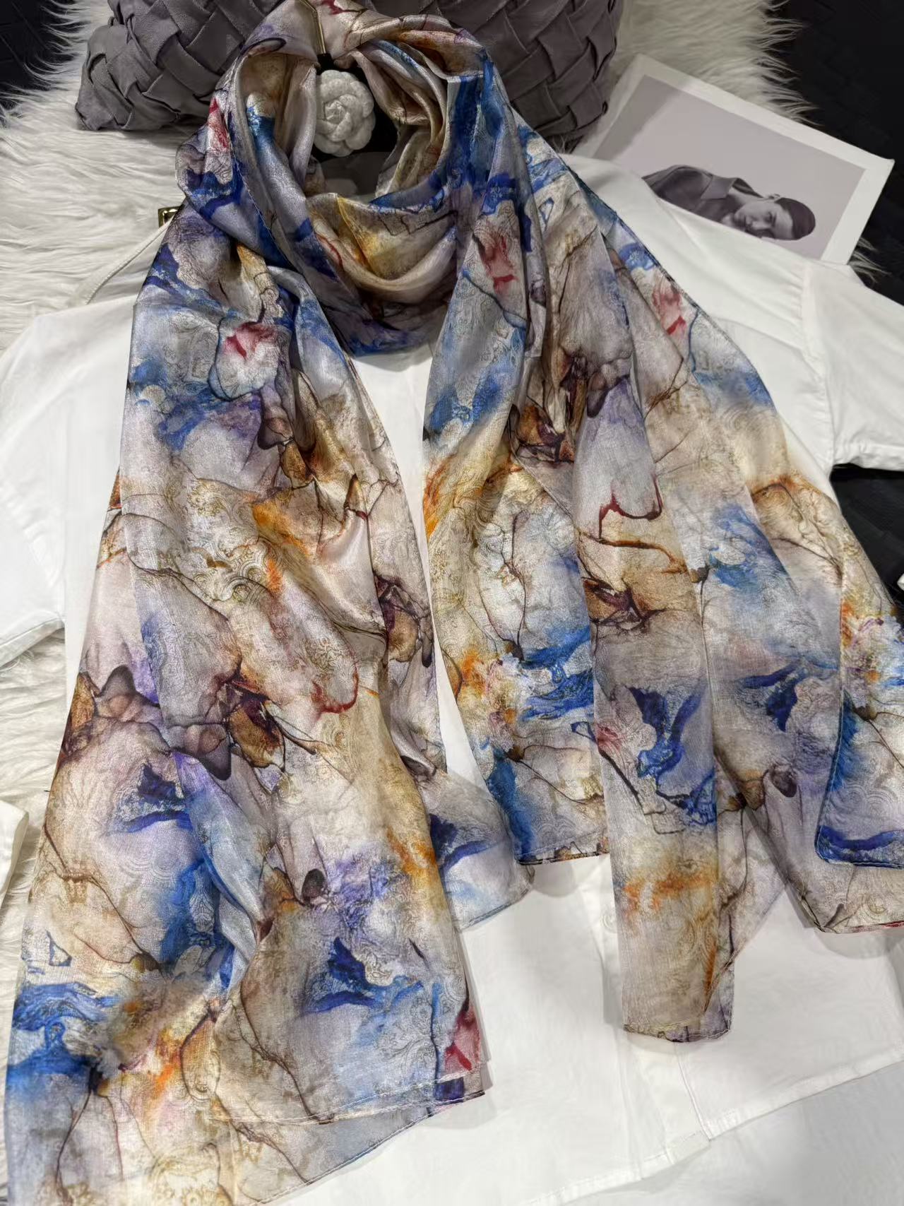2025 Bysifa women 100% Mulberry Silk Scarf 176*110cm