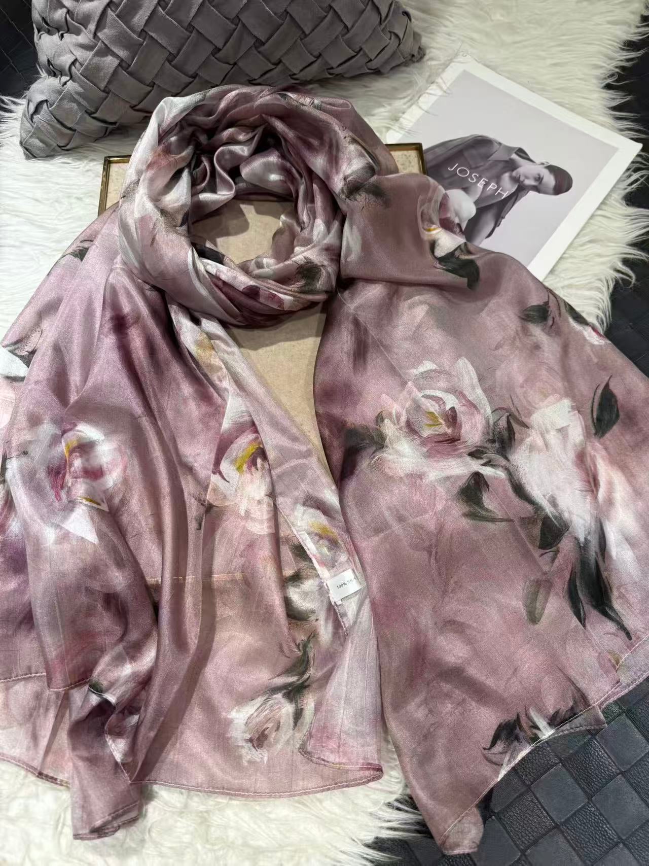 2025 Bysifa women 100% Mulberry Silk Scarf 176*110cm