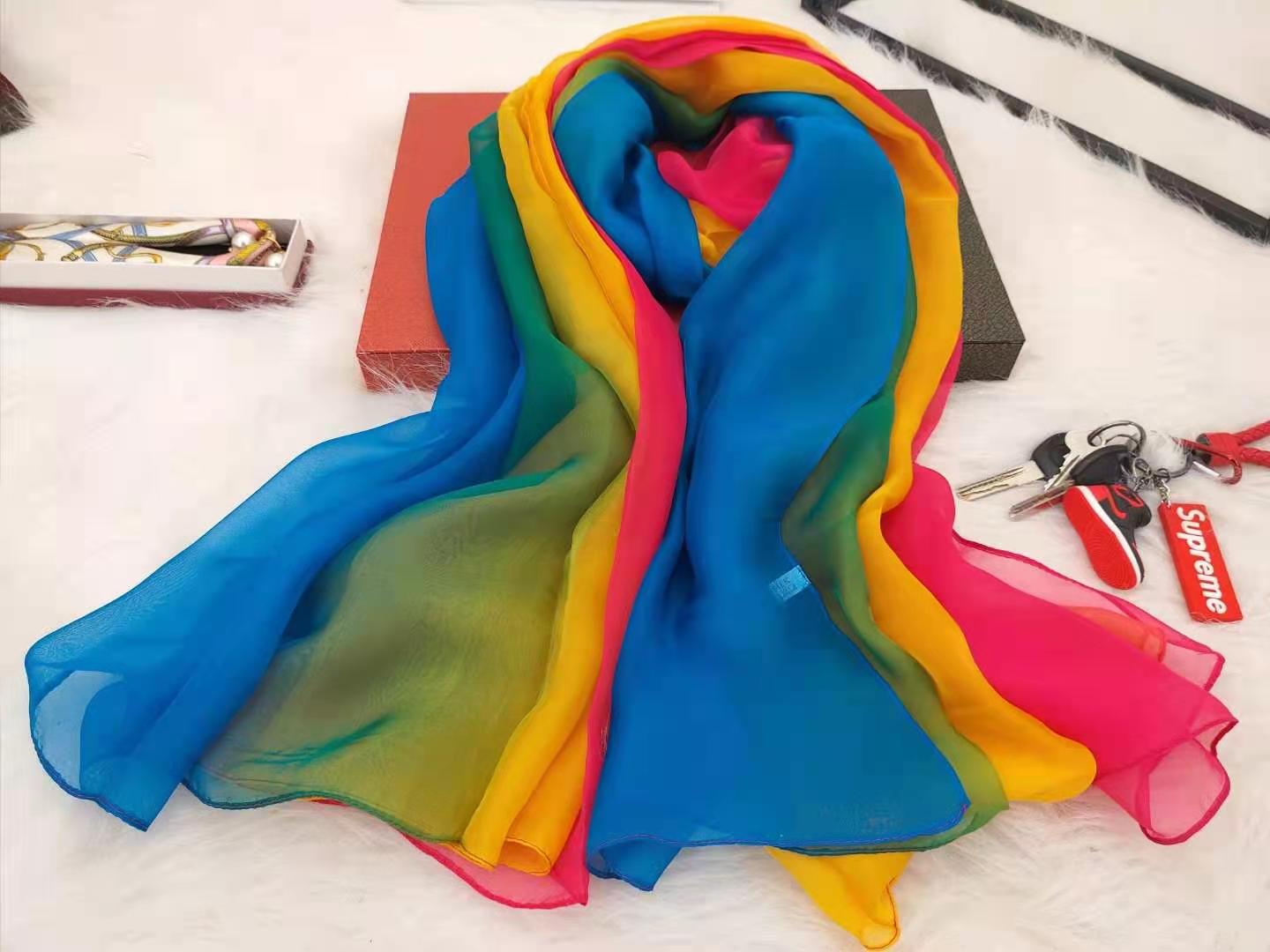 Ladies gradient mulberry silk long scarf 180*140cm