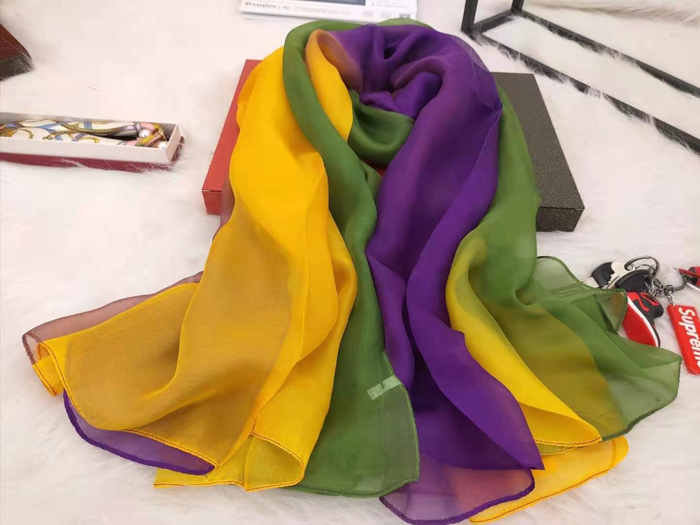 Ladies gradient mulberry silk long scarf 180*140cm