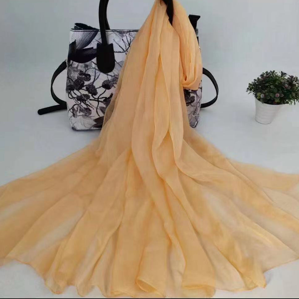 100% Long Silk Scarf solid color 200*140cm
