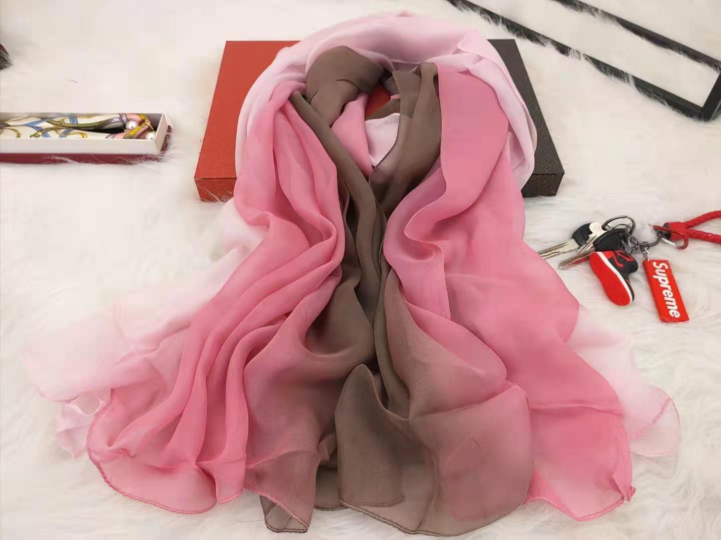Ladies gradient mulberry silk long scarf 180*140cm