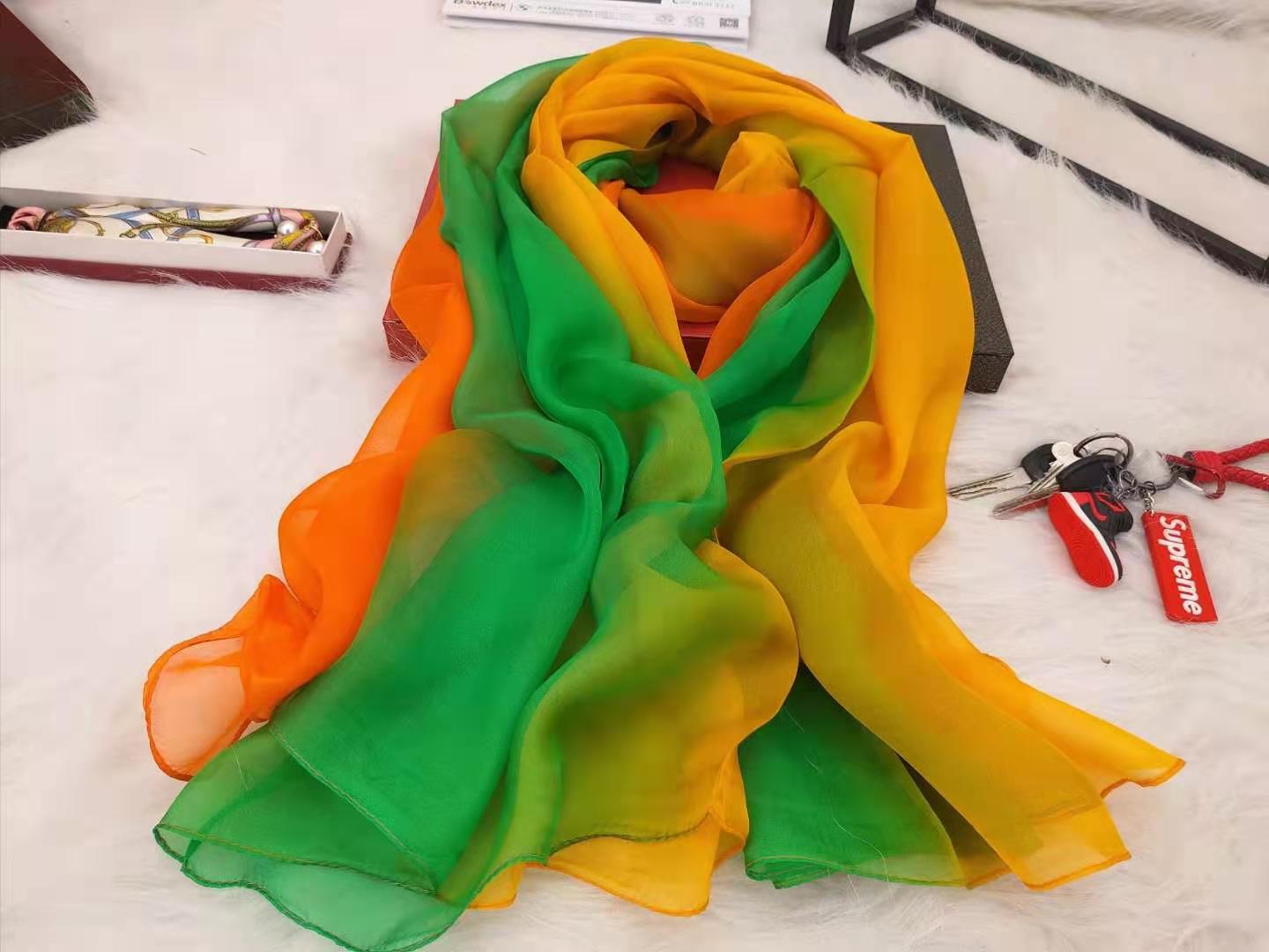 Ladies gradient mulberry silk long scarf 180*140cm