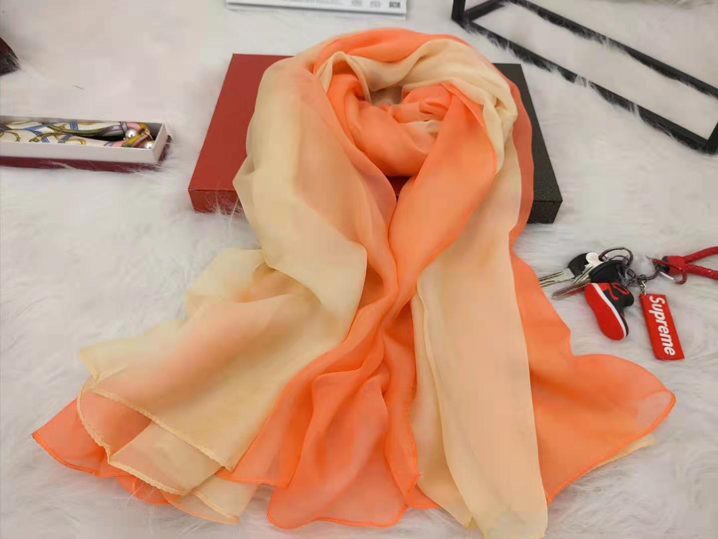 Ladies gradient mulberry silk long scarf 180*140cm
