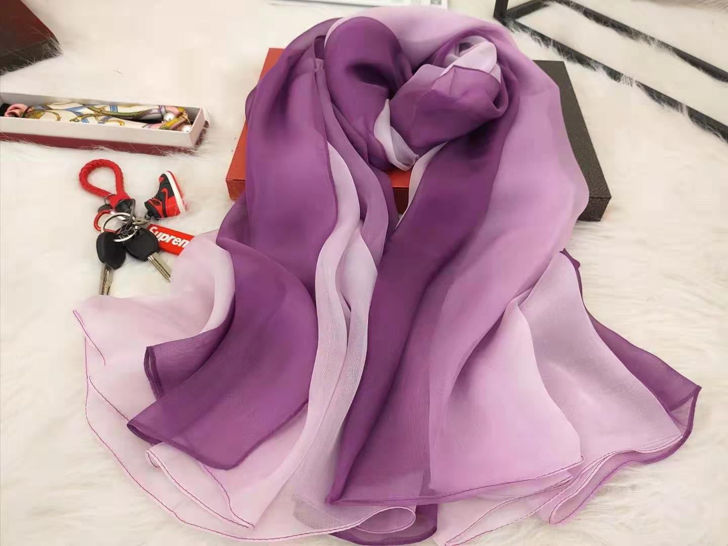 Ladies gradient mulberry silk long scarf 180*140cm