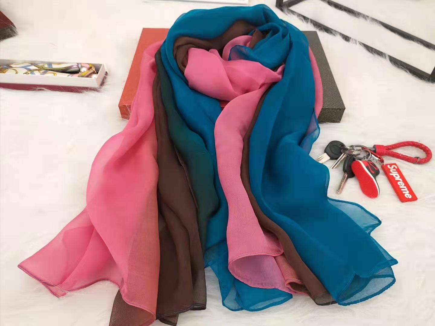 Ladies gradient mulberry silk long scarf 180*140cm