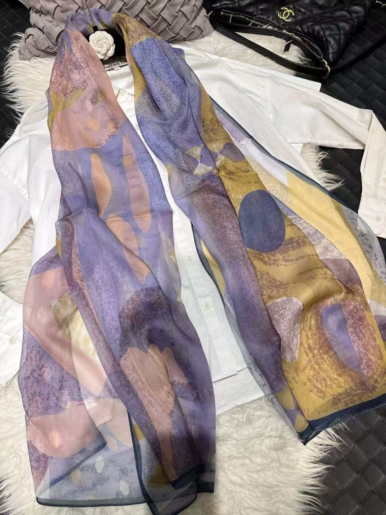 2026 New 100% Mulberry Silk Chiffon Scarf 180*110cm