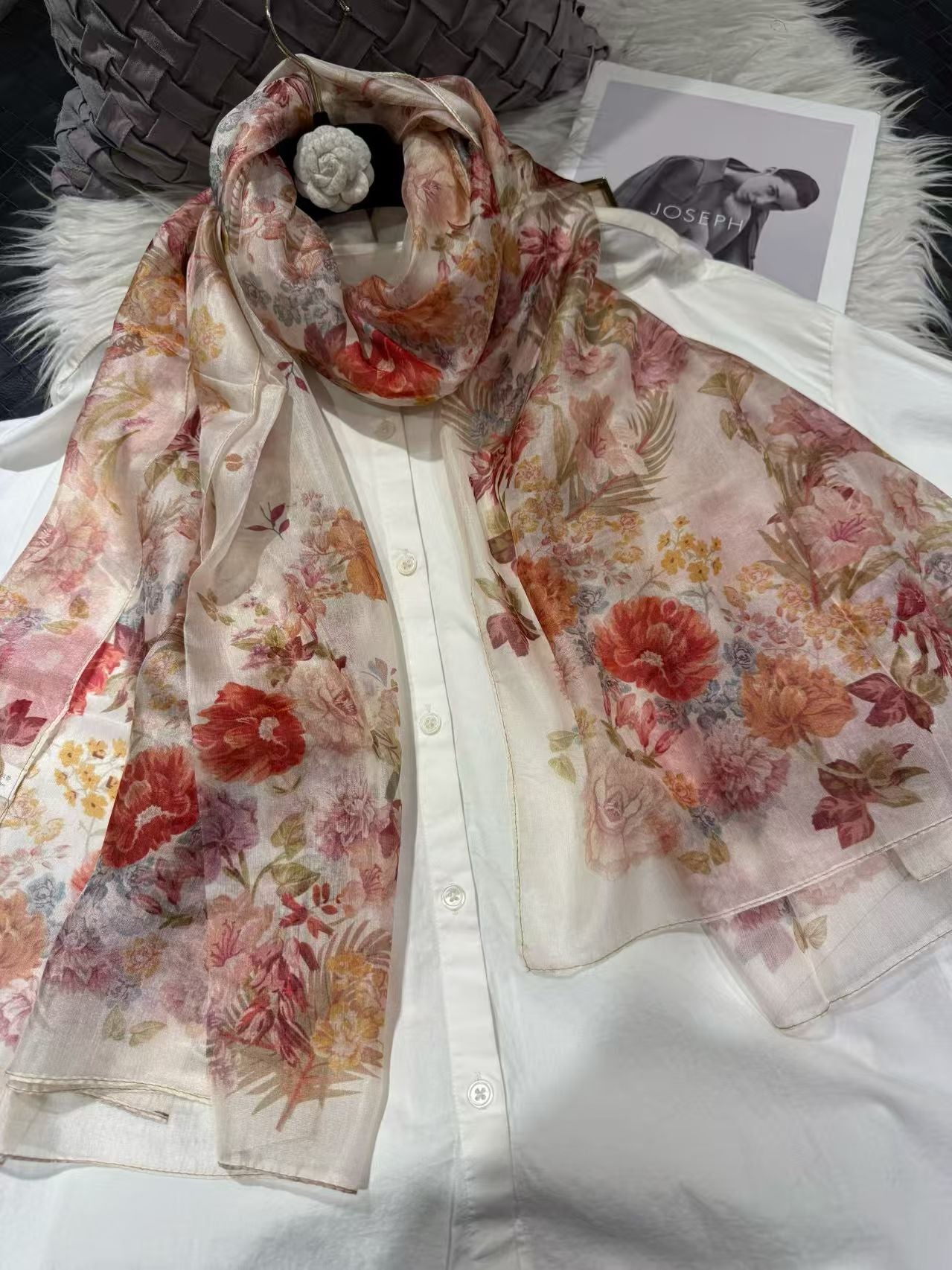 2026 New 100% Mulberry Silk Chiffon Scarf 180*110cm